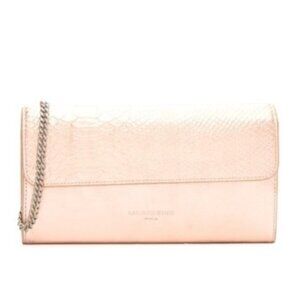 Maria Metallic Snake Embossed Leather Clutch